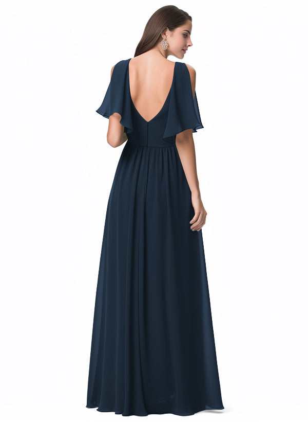 A-Line V-neck Bridesmaid Dress With Front Split
