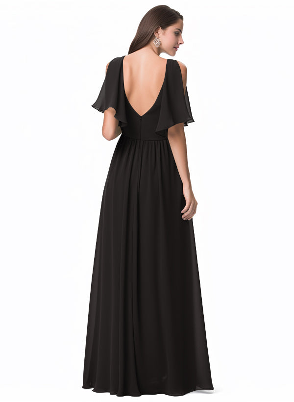 A-Line V-neck Bridesmaid Dress With Front Split