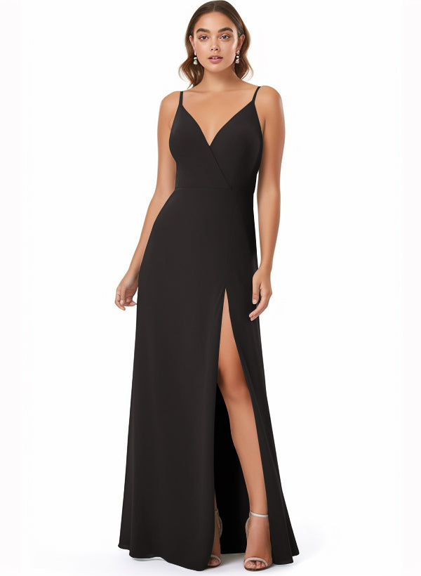 Chiffon V-neck Bridesmaid Dress With Front Split