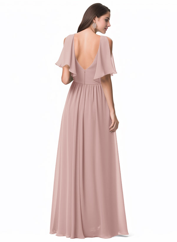 A-Line V-neck Bridesmaid Dress With Front Split