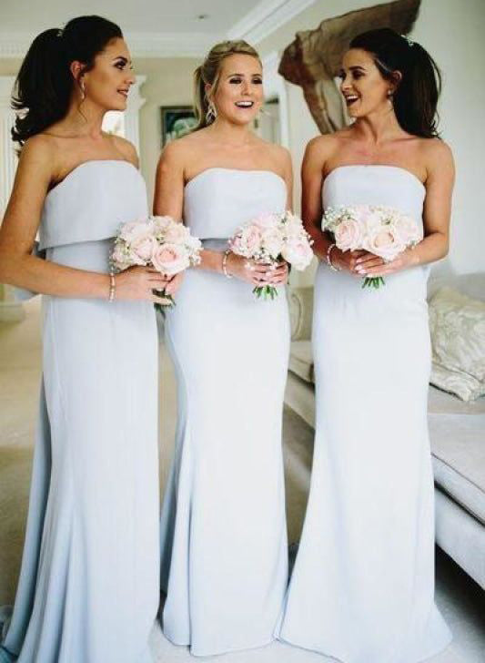 Backless Strapless Sheath/Column Bridesmaid Dresses With Bow