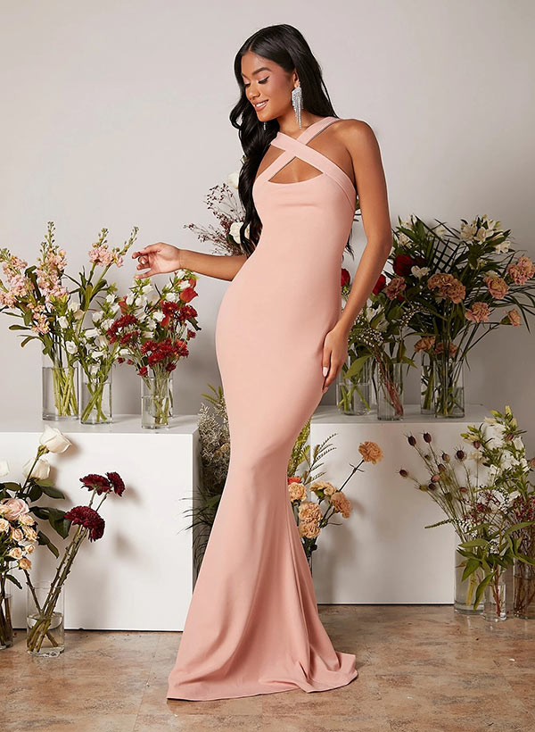 Sleeveless Sweep Train Chiffon Bridesmaid Dresses