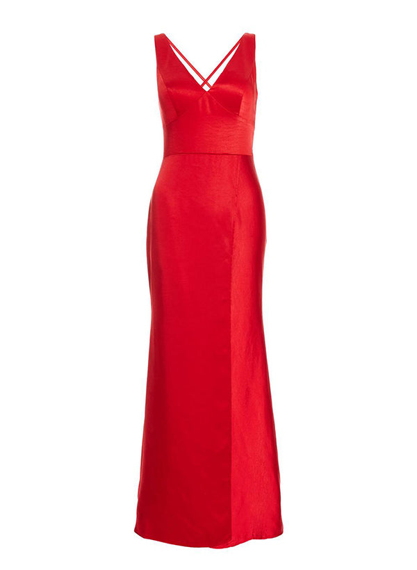 Satin Sexy Open Back Bridesmaid Dresses With Split Front