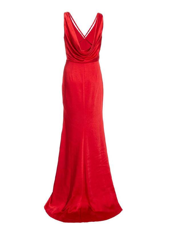 Satin Sexy Open Back Bridesmaid Dresses With Split Front