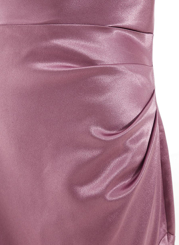 Cowl Neck Cross Back Floor-Length Satin Bridesmaid Dresses