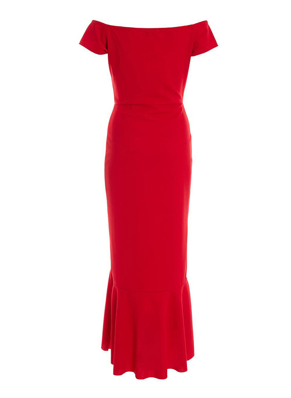 Off-the-Shoulder Chiffon Bridesmaid Dresses With Ruffle - Sheath/Column