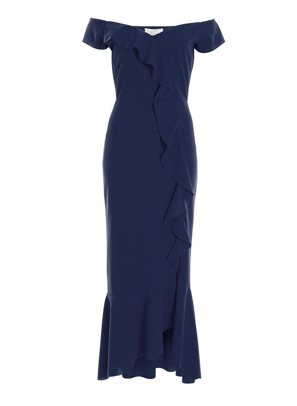 Off-the-Shoulder Chiffon Bridesmaid Dresses With Ruffle - Sheath/Column