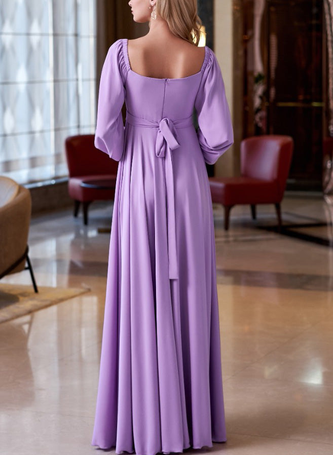 A-Line Bridesmaid Dresses with Long Sleeves and Slit