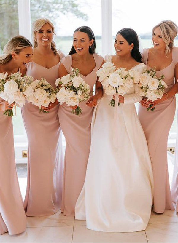 Elastic Satin Bridesmaid Dresses Sleeveless Floor-Length Sheath/Column