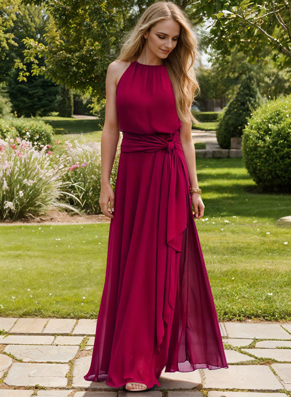 A-Line Bridesmaid Dresses in Long Chiffon