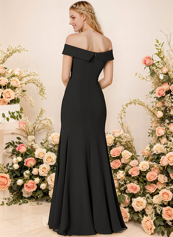 Off-Shoulder Trumpet/Mermaid Bridesmaid Dress Elastic Satin