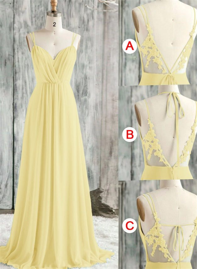 Convertible Bridesmaid Dresses with Lace Spaghetti Straps