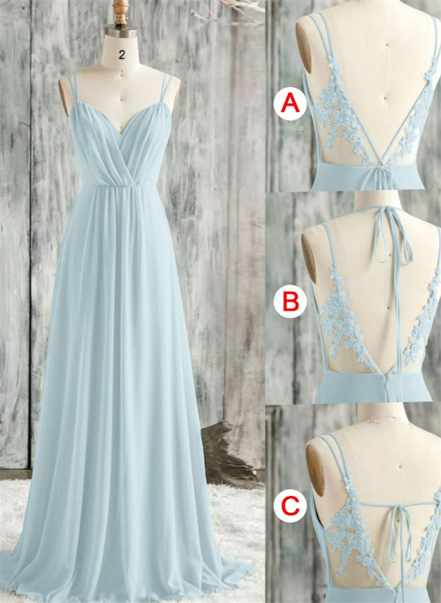 Convertible Bridesmaid Dresses with Lace Spaghetti Straps