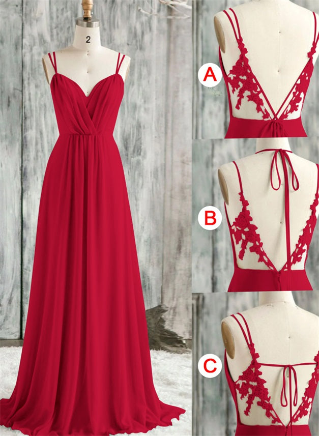 Convertible Bridesmaid Dresses with Lace Spaghetti Straps