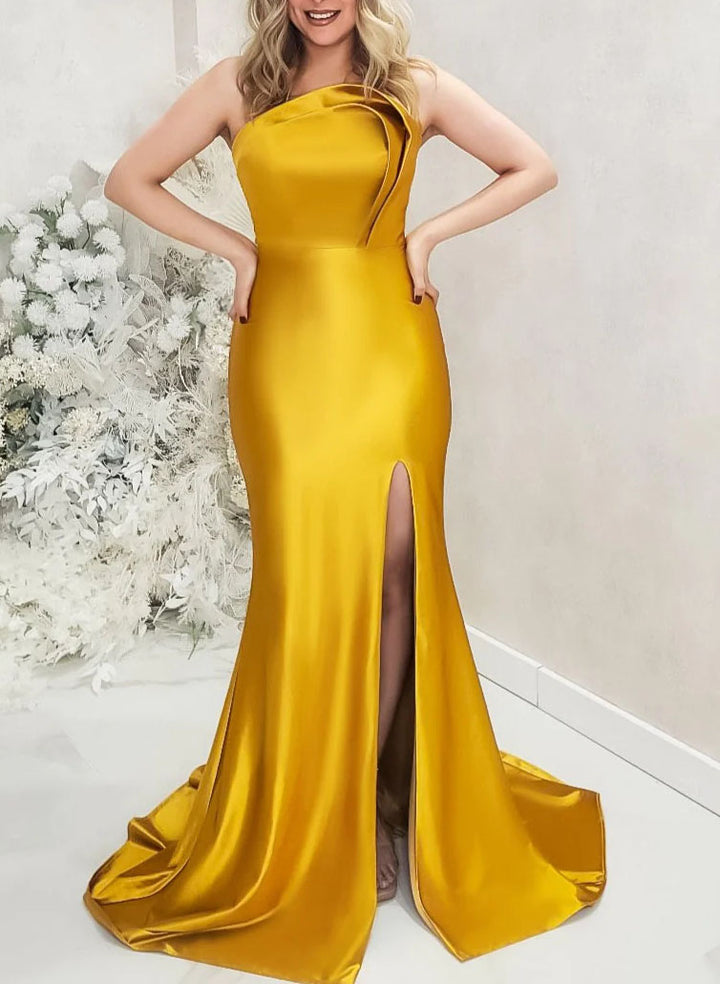 Strapless Silk-Like Satin Trumpet Mermaid Bridesmaid Dresses
