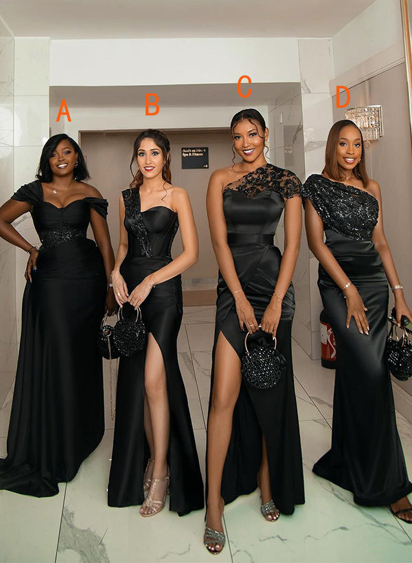 Sleeveless Lace/Silk Like Satin Bridesmaid Dresses With Sequins