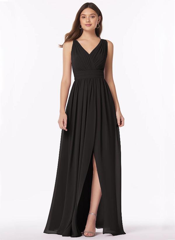 A-Line Bridesmaid Dresses with Ruffle and V-Neck