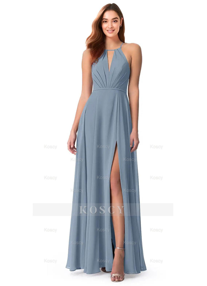 A-Line Chiffon Bridesmaid Dresses Featuring Open Back
