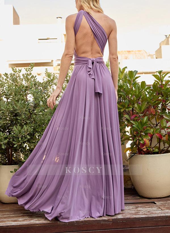 A-Line One-Shoulder Sleeveless Jersey Bridesmaid Dress With Split Front A-Line One-Shoulder Sleeveless Jersey Bridesmaid Dress With Split Front