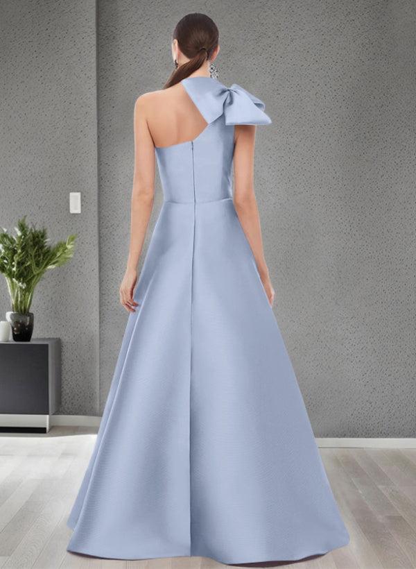 burgandy bridesmaid dress A-Line One-Shoulder Sleeveless Satin Bridesmaid Dresses With Bow(s) /