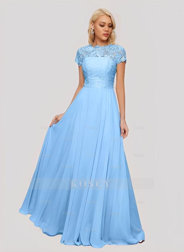 A-Line Scoop Neck Sleeveless Cap Straps Chiffon Floor-Length Bridesmai A-Line Scoop Neck Sleeveless Cap Straps Chiffon Floor-Length Bridesmai