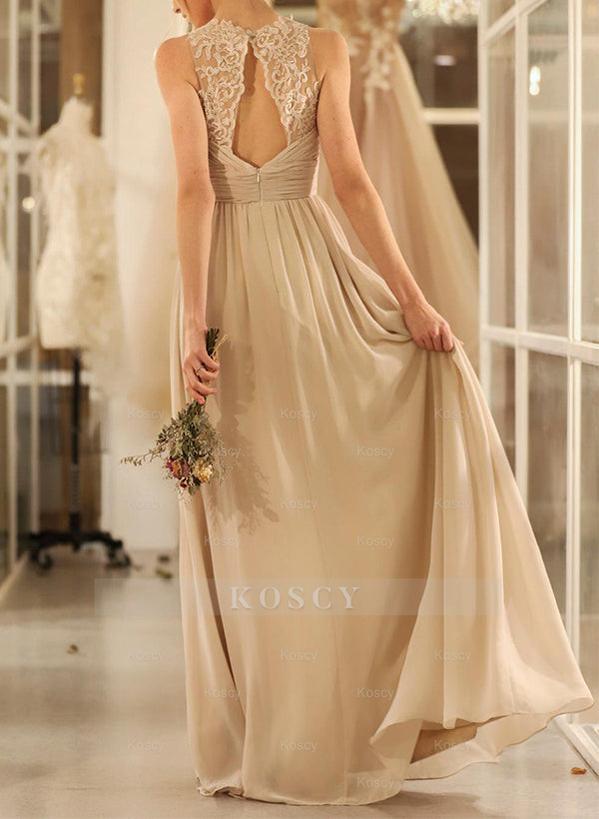 A-Line Scoop Neck Sleeveless Chiffon Bridesmaid Dresses With Back Hole A-Line Scoop Neck Sleeveless Chiffon Bridesmaid Dresses With Back Hole