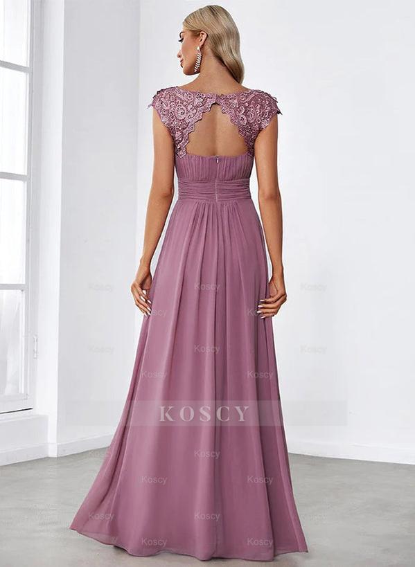 A-Line Scoop Neck Sleeveless Chiffon Floor-Length Bridesmaid Dresses F