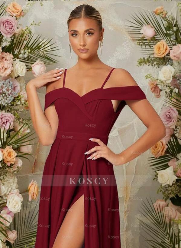 A-Line Sweetheart Floor-Length Elastic Satin Bridesmaid Dress With Fro A-Line Sweetheart Floor-Length Elastic Satin Bridesmaid Dress With Fro