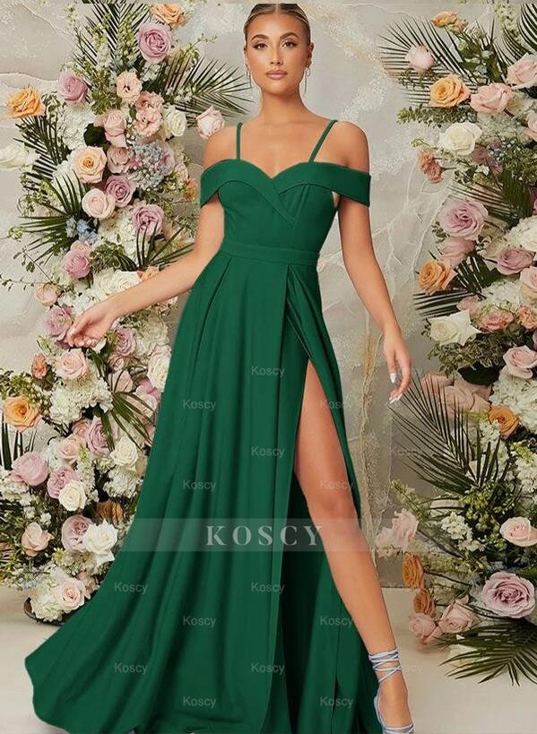A-Line Sweetheart Floor-Length Elastic Satin Bridesmaid Dress With Fro