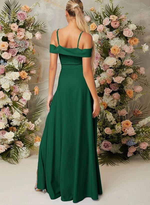A-Line Sweetheart Floor-Length Elastic Satin Bridesmaid Dress With Fro