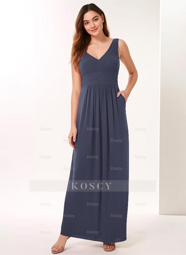 A-Line V-neck Bridesmaid Dresses With Ruffle