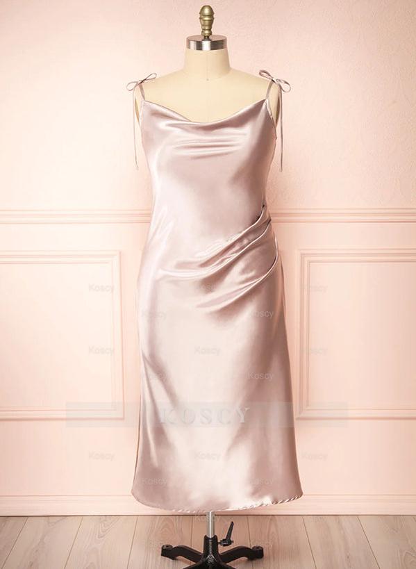 Ankle-Length Sexy Short Satin Bridesmaid Dresses With Split Front Ankle-Length Sexy Short Satin Bridesmaid Dresses With Split Front