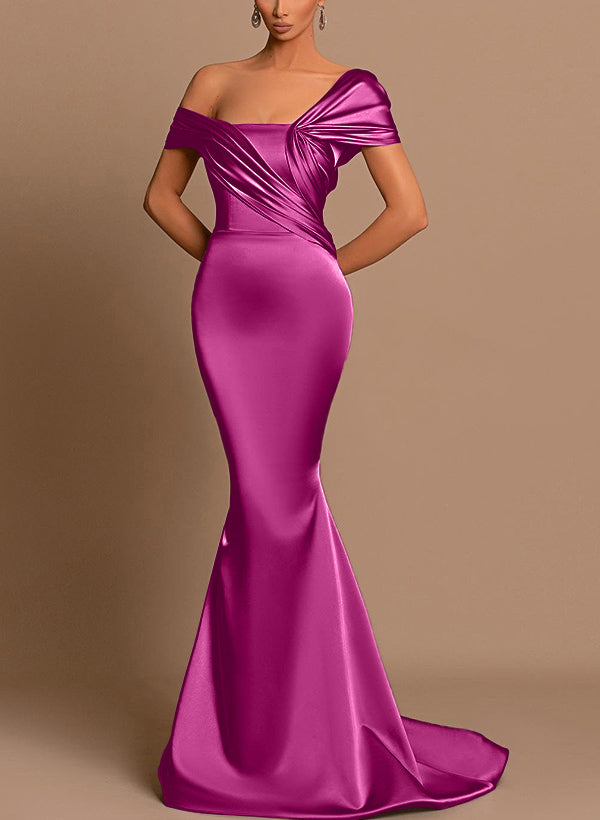 orchid color bridesmaid dresses White Lace Off-the-shoulder Burgundy Bridesmaid Dress main image 0