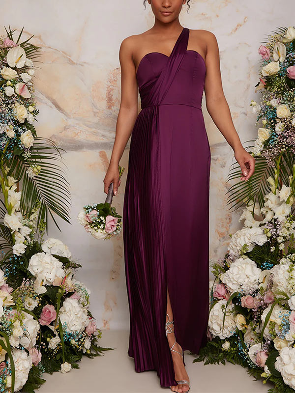 grape bridesmaid dresses uk BABARONI Chiffon Grape Bridesmaid Dresses A-line V-neck Sleeveless  Floor-length – BABARONI UK main image 1