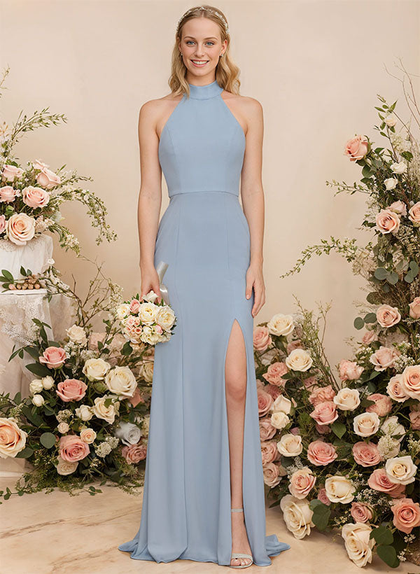 Halter Elastic Satin Bridesmaid Dresses With Back Hole Halter Elastic Satin Bridesmaid Dresses With Back Hole