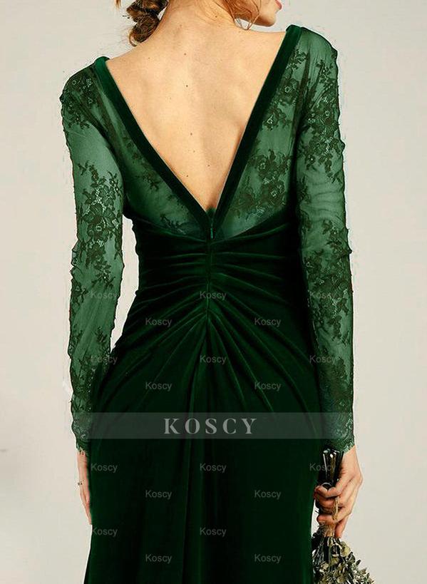 Long Sleeves Velvet Bridesmaid Dresses With Split Front Long Sleeves Velvet Bridesmaid Dresses With Split Front