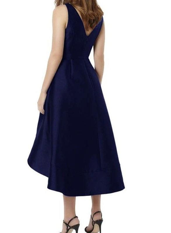 light in the box bridesmaid dresses reviews Ink Blue Satin Bridesmaid Dress – Brydealo main image 1