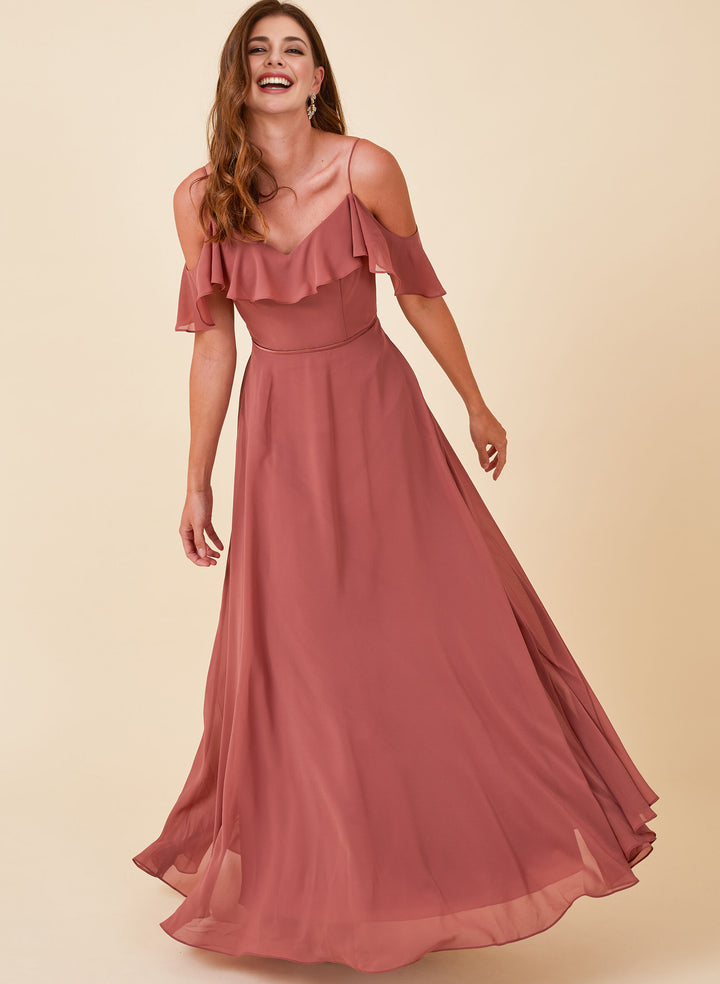 blue dress for baby girl Off-the-Shoulder Bridesmaid Dresses With Chiffon and Sweet Ruffles