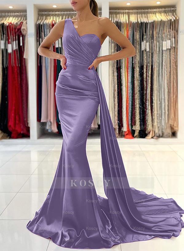 One-Shoulder Sleeveless Silk Like Satin Sheath/Column Bridesmaid Dress