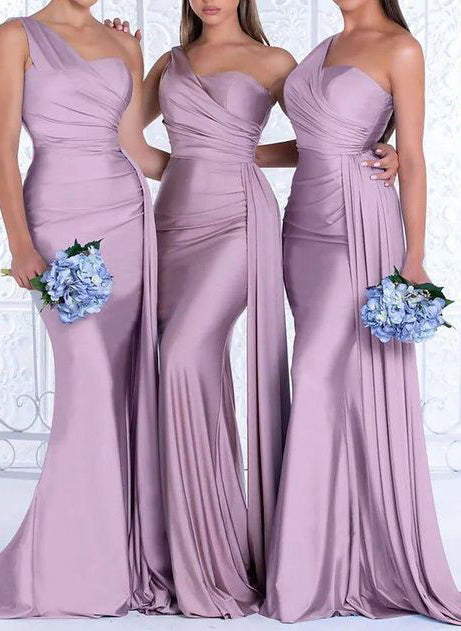ruffle bottom bridesmaid dresses Pink Ruffled Strapless Mermaid Prom Dresses V-Neck Satin Evening Dress   Viniodress