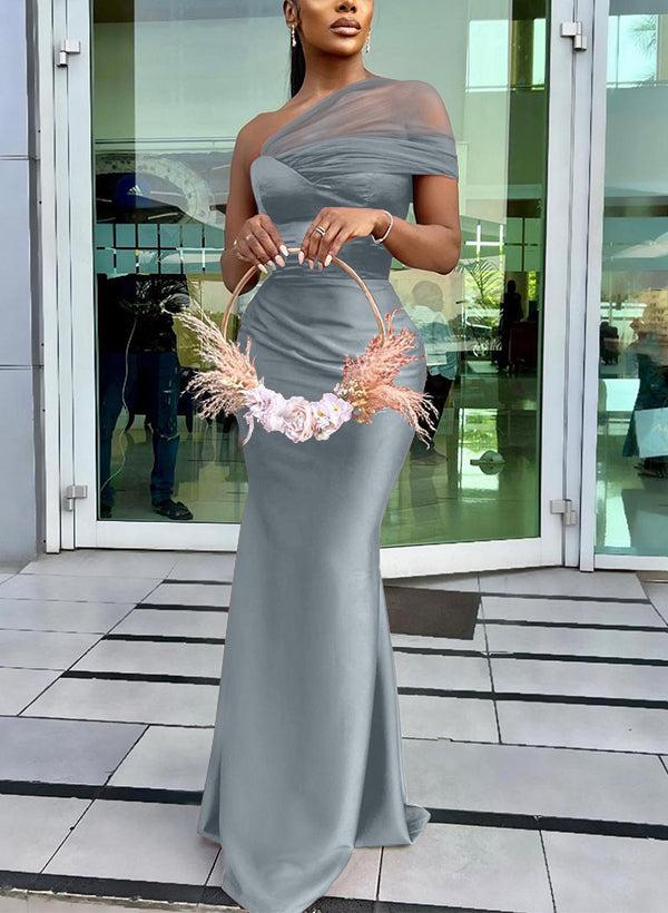 satin and tulle bridesmaid dresses Stacees Bridesmaid Dress A-line V Neck Long/Floor-Length Tulle Satin Pleated Lace