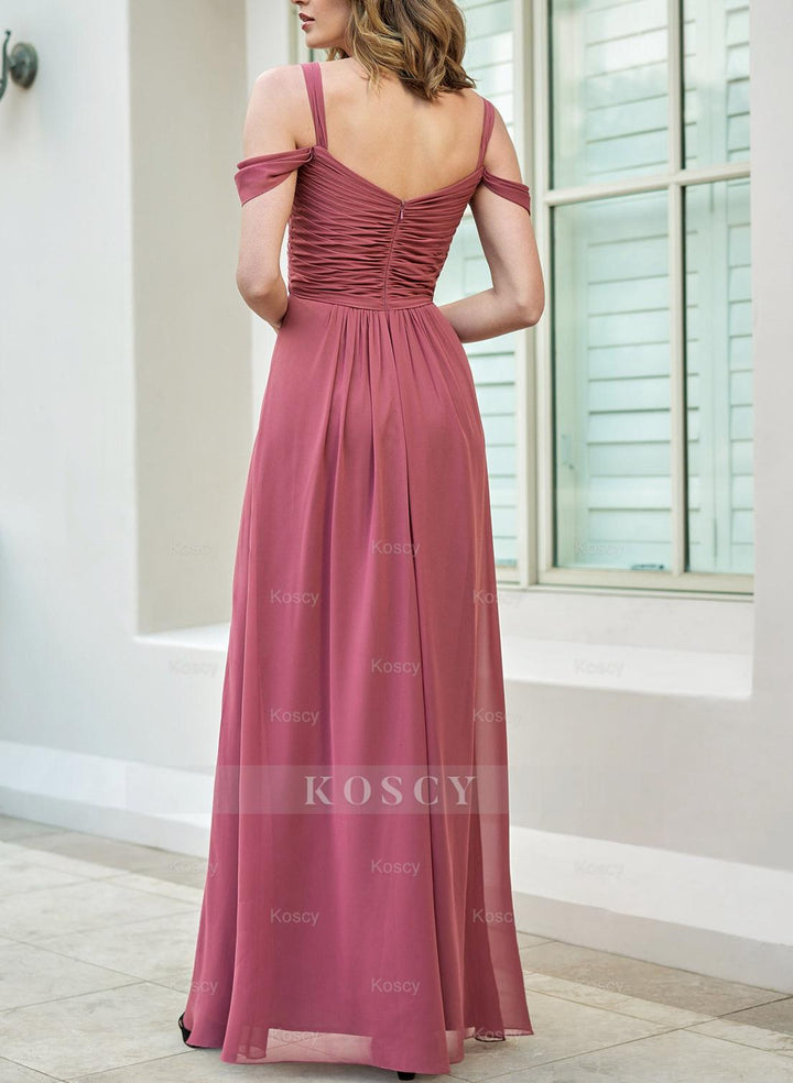 Ruffle Cold Shoulder A-Line Bridesmaid Dresses