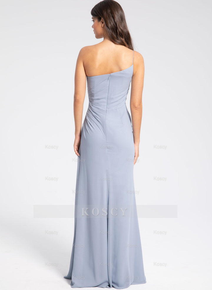 Ruffle One-Shoulder Spaghetti Straps Trumpet/Mermaid Bridesmaid Dresse Ruffle One-Shoulder Spaghetti Straps Trumpet/Mermaid Bridesmaid Dresse