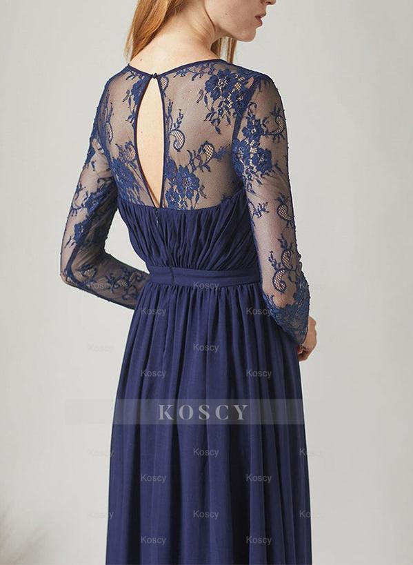sachin and babi light blue dress V-Neck Long Sleeves Chiffon Bridesmaid Dress with A-Line Cut and Back